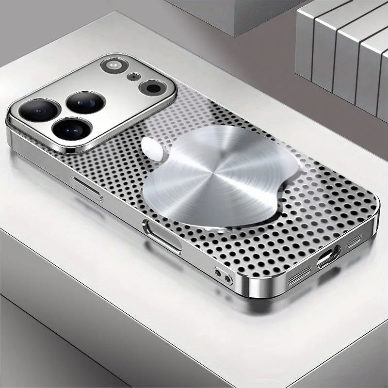 Metal Mesh For Apple Texture Pattern Glass Electroplated Phone Case For iPhone 17 16 15 14 13 12 11 Pro Max Plus 16E 17Air Cover