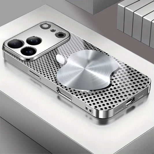 Metal Mesh For Apple Texture Pattern Glass Electroplated Phone Case For iPhone 17 16 15 14 13 12 11 Pro Max Plus 16E 17Air Cover