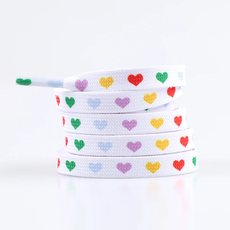 New Flat Love Heart Shoelaces for Women's Men's Sneakers Suitable for AJ/AF1 High Canvas Shoe Laces Sport Shoelace for Shoes