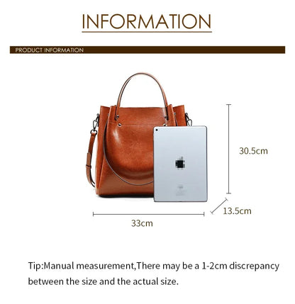 Women's Cow Genuine Leather Handbags Lady Vintage Retro Cowhide shoulder Bag Ladies Luxury large capacity multiple Pockets Lady