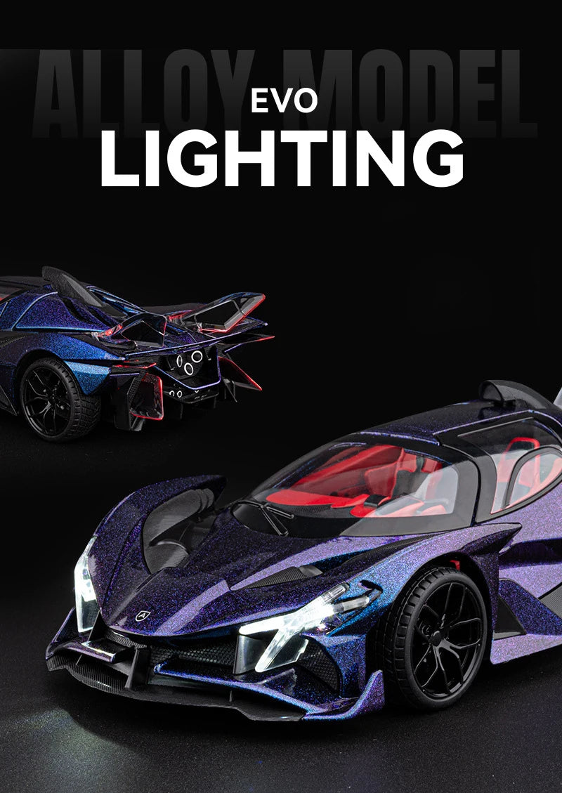 Apollo Project EVO Alloy Sports 1:18 Car Model Diecast Metal Concept Racing Car Vehicle Model Sound and Light Toy Gift