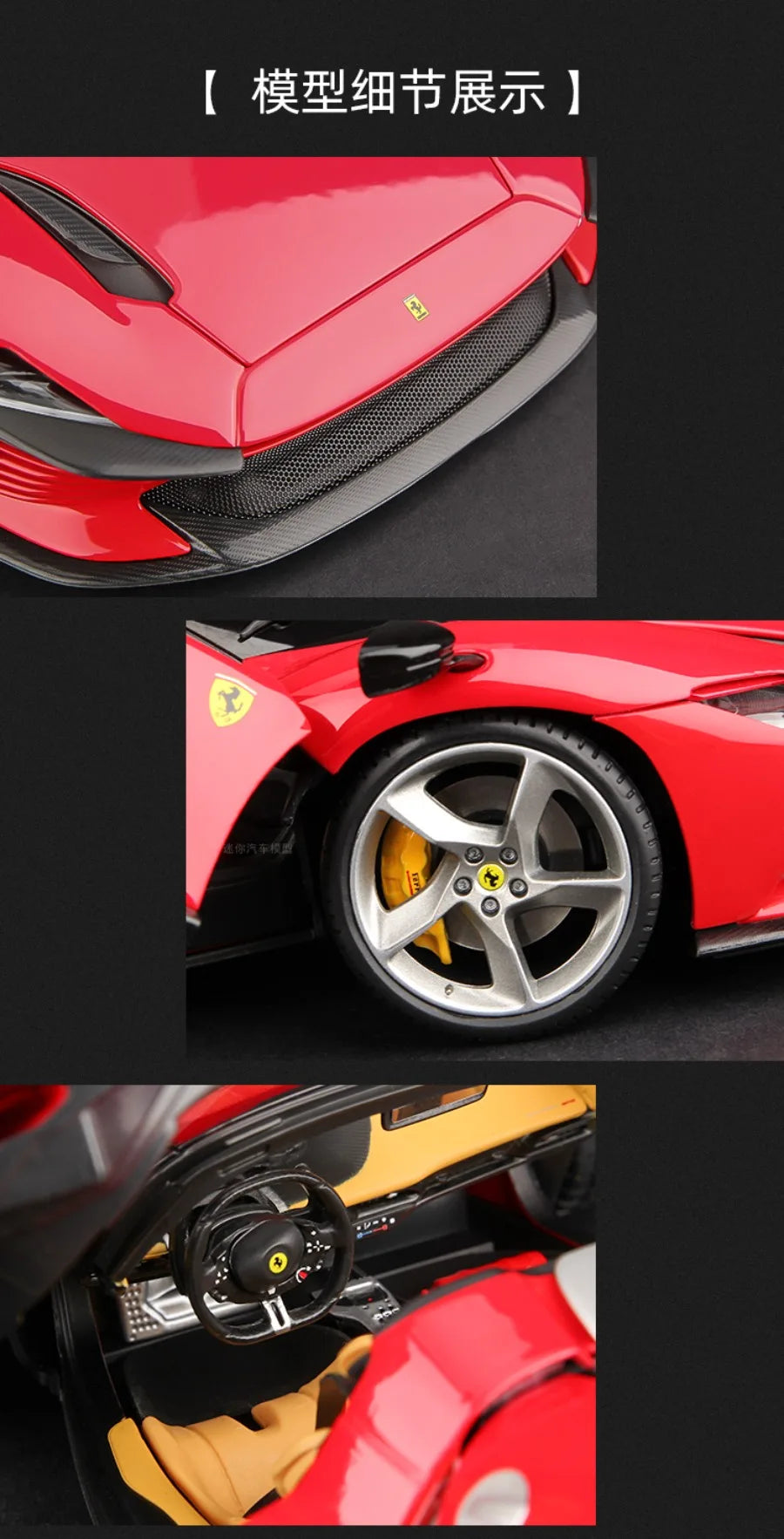 New Bburago 1:18 Ferrari Daytona SP3 Red Matte White Supercar Sports Alloy Car Model Static Die Cast Vehicles Collectible Toys