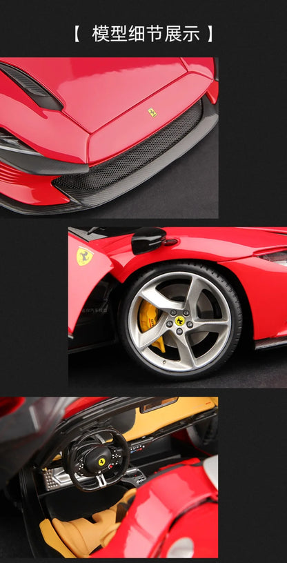 New Bburago 1:18 Ferrari Daytona SP3 Red Matte White Supercar Sports Alloy Car Model Static Die Cast Vehicles Collectible Toys