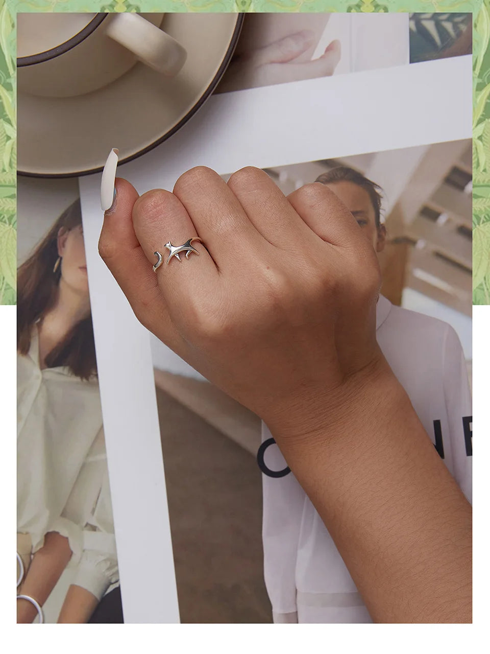 WOSTU 100% 925 Sterling Silver Cat Dog Opening Ring Hot Sale Pet Rings For Women Original Fashion Animal Jewelry Party Gift