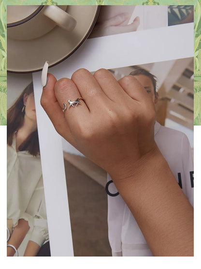 WOSTU 100% 925 Sterling Silver Cat Dog Opening Ring Hot Sale Pet Rings For Women Original Fashion Animal Jewelry Party Gift