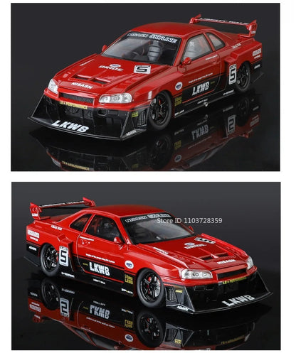 Bugatti Tourbillon, Nissan Skyline GTR, Model Sports 1:24 Car Alloy Diecast Sound Light Doors Opened Shock Absorption Ornament Supercar Toys Gift