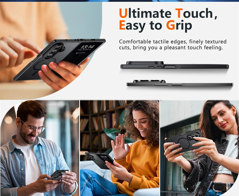 UYUXIO Translucent Magnetic Mobile Phone Case for Samsung Galaxy Z Fold 7 Wireless Charging Cases Rugged Slim Cover with Magnet