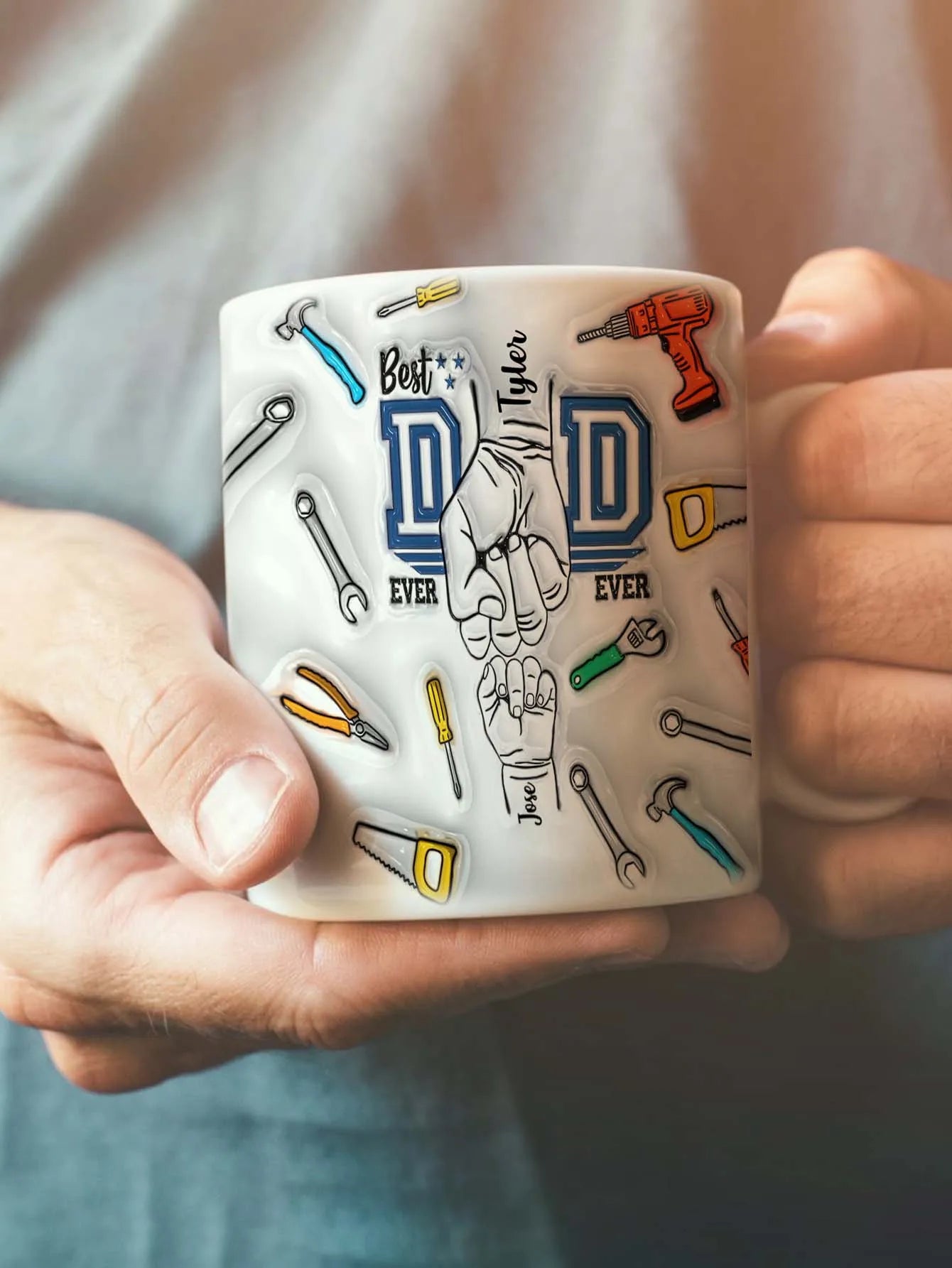Personalized Dad Mug for Father's Day Custom Name Coffee Cup with 3D Text Effect Custom Name Coffee Cup Gift for Daddy Grandpa