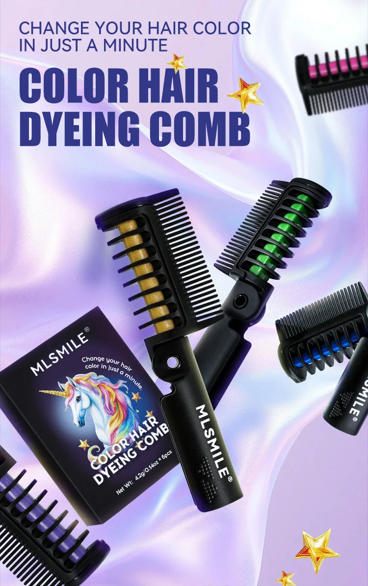 Disposable Hair Color Brush Washable Temporary Dye Comb No Loss Folding Styling Stick For Home DIY Colorful