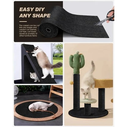 Cat Scratch Mat Trimmable Self-Adhesive Carpet for DIY Cat Climbing and Scratching Solution Ideal for Protecting Cat Couch Furn