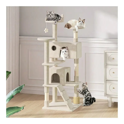Tree, 60 Inch Cat Tree Tower With 2 Cat Condo, Cat Tower With ching Post, Cat Climbing Tower, Cat Tree For Indoor Cats