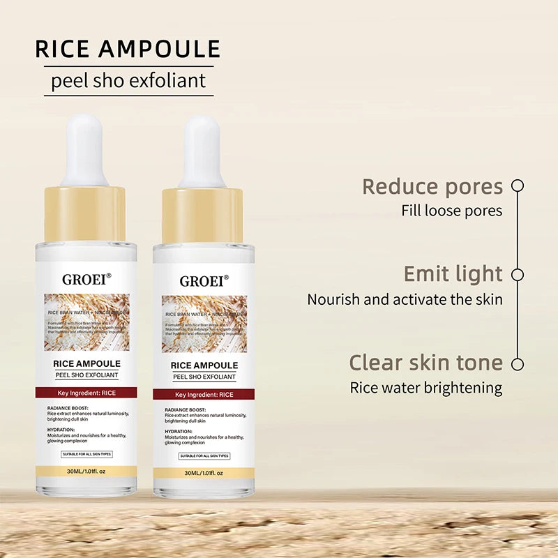 Hoygi Peel Shot Ampule Set Rice Toner Moisturizing Facial Essence Glowing Skin Water-oil Balancing Essence Revitalizing Skin Dullness