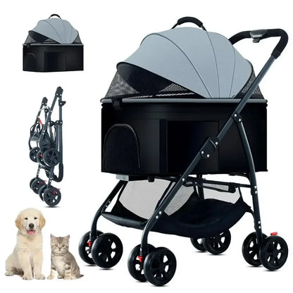 Dog Carrier Backpack 3-in-1 Pet Stroller Wagon Removable Carrier Cat Stroller for Medium Dogs Up to 55lbs Daily Travel Use