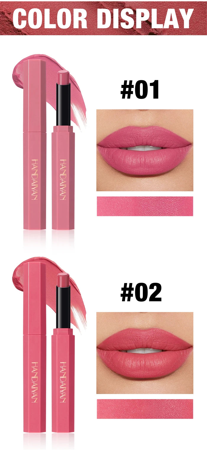 Matte Lipstick Pencil Waterproof Long Lasting Non-Stick Cup Sexy Red Matte Solid Lip Gloss Nude Pink Lipstick Pen Makeup -6 Colors