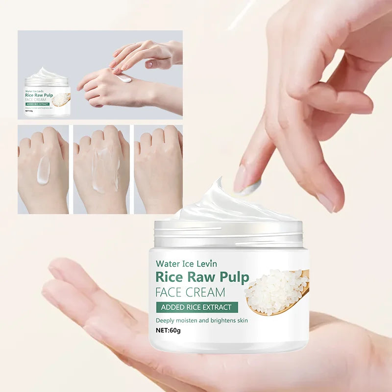 Rice Pulp Cream Hydrating and Nourishing Moisturizer Soothes,Anti Aging Remove Wrinkles Firming Pores Removing Acne Whitening