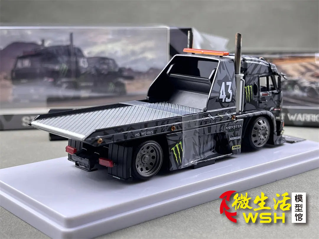 SW 1:64 Ford Mustang Hoonicorn RTR KamaZ Modified Trailer Simulation Static Alloy Car Model Gift Toy.