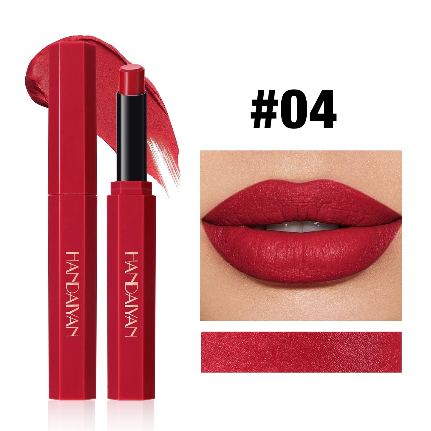Matte Lipstick Pencil Waterproof Long Lasting Non-Stick Cup Sexy Red Matte Solid Lip Gloss Nude Pink Lipstick Pen Makeup -6 Colors