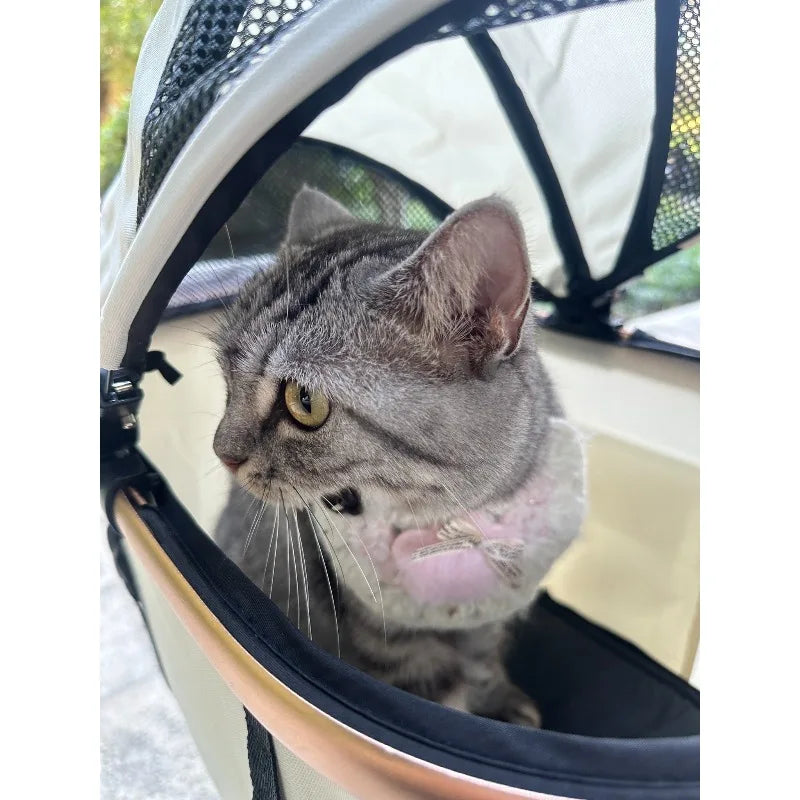 Luxury Pet Stroller 3 in 1  with 4 Wheels for Medium Small Size Dogs and Cats Detachable Carrier for Puppy Kitty Doggie Stroller