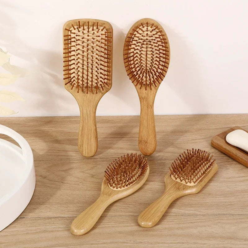 Natural Wood Comb Bamboo Air Cushion Comb High Elastic Head Smooth Hair Not Knotted Practical Comb Hair Loss Massage Brush
