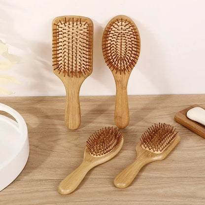 Natural Wood Comb Bamboo Air Cushion Comb High Elastic Head Smooth Hair Not Knotted Practical Comb Hair Loss Massage Brush