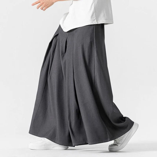 Men Wide Leg Pants Dark Wind Solid Color Casual Pants Mens Loose Lantern Trousers Male Retro Bottoms