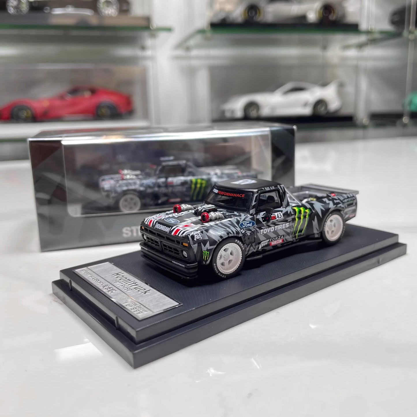 SW 1:64 Mustang Hoonicorn F-150 Monster Energy Tianmen Mountain High Detail Diecast Alloy Car Model Display Collect Perfect Gift