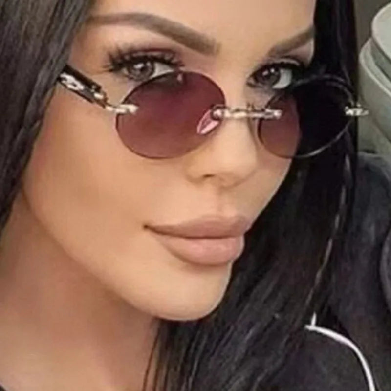New Frameless Oval Sunglasses, High-end Light Luxury Women's Fashionable Summer Beach Vacation Sunglasses