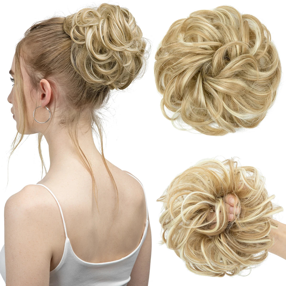 Synthetic Messy Hair Bun Extensions Big Curly Elastic Hair Scrunchies Hairpieces Chignon Donut Updo Hair Pieces for Women