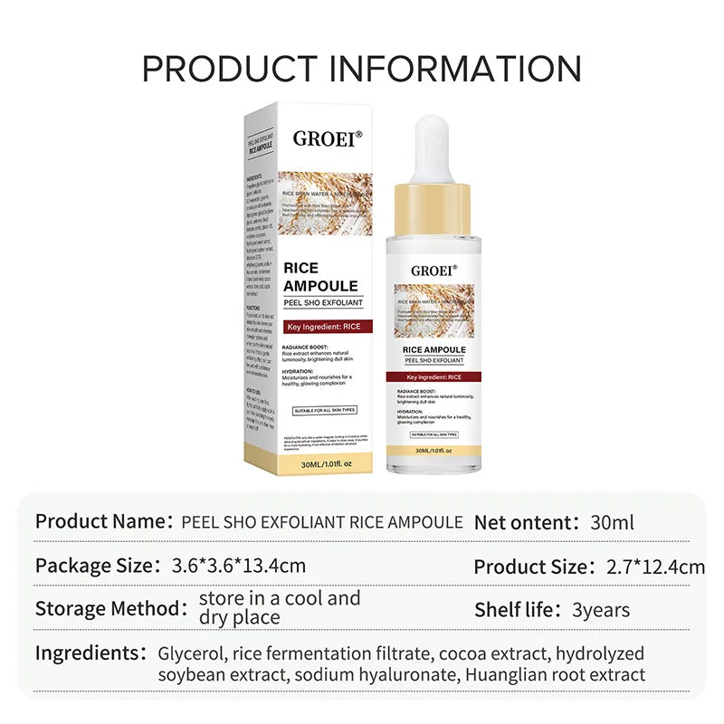 Hoygi Peel Shot Ampule Set Rice Toner Moisturizing Facial Essence Glowing Skin Water-oil Balancing Essence Revitalizing Skin Dullness