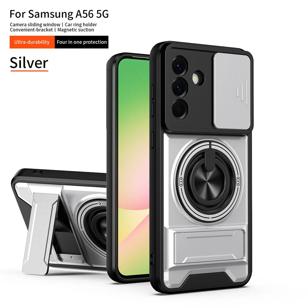 Magnetic Ring Holder Phone Case for Samsung Galaxy A56 A55 A37 A36 A35 A34 A26 A17 A16 A15 A14 4G 5G Slide Camera Protect Cover