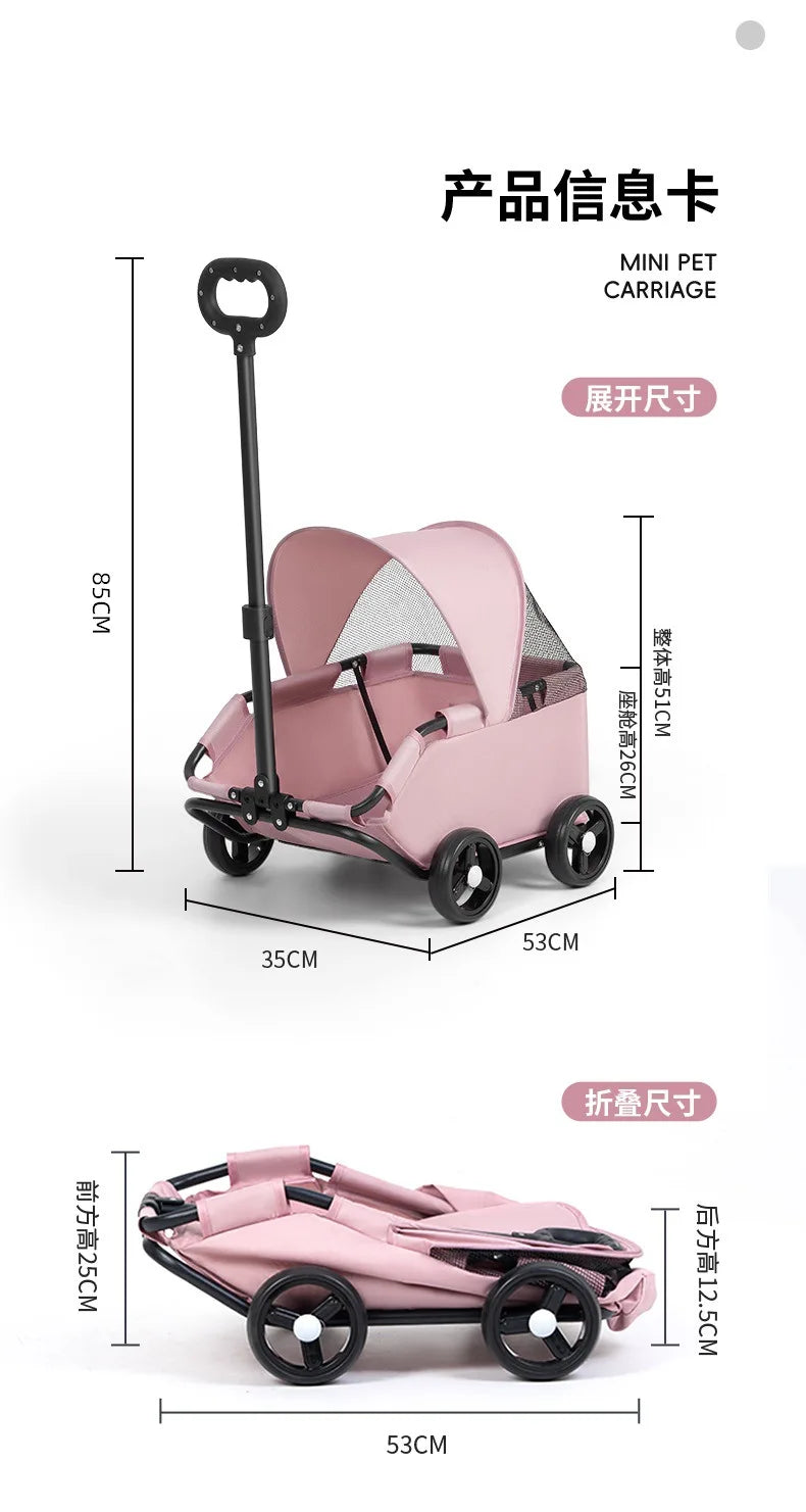 Small Pet Stroller for Dogs Cats Teddy Bears Outdoor Activities Lightweight and Foldable Car Accessories