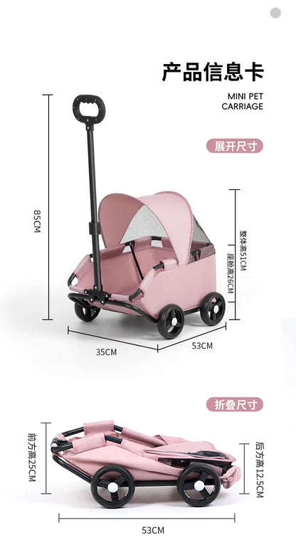 Small Pet Stroller for Dogs Cats Teddy Bears Outdoor Activities Lightweight and Foldable Car Accessories