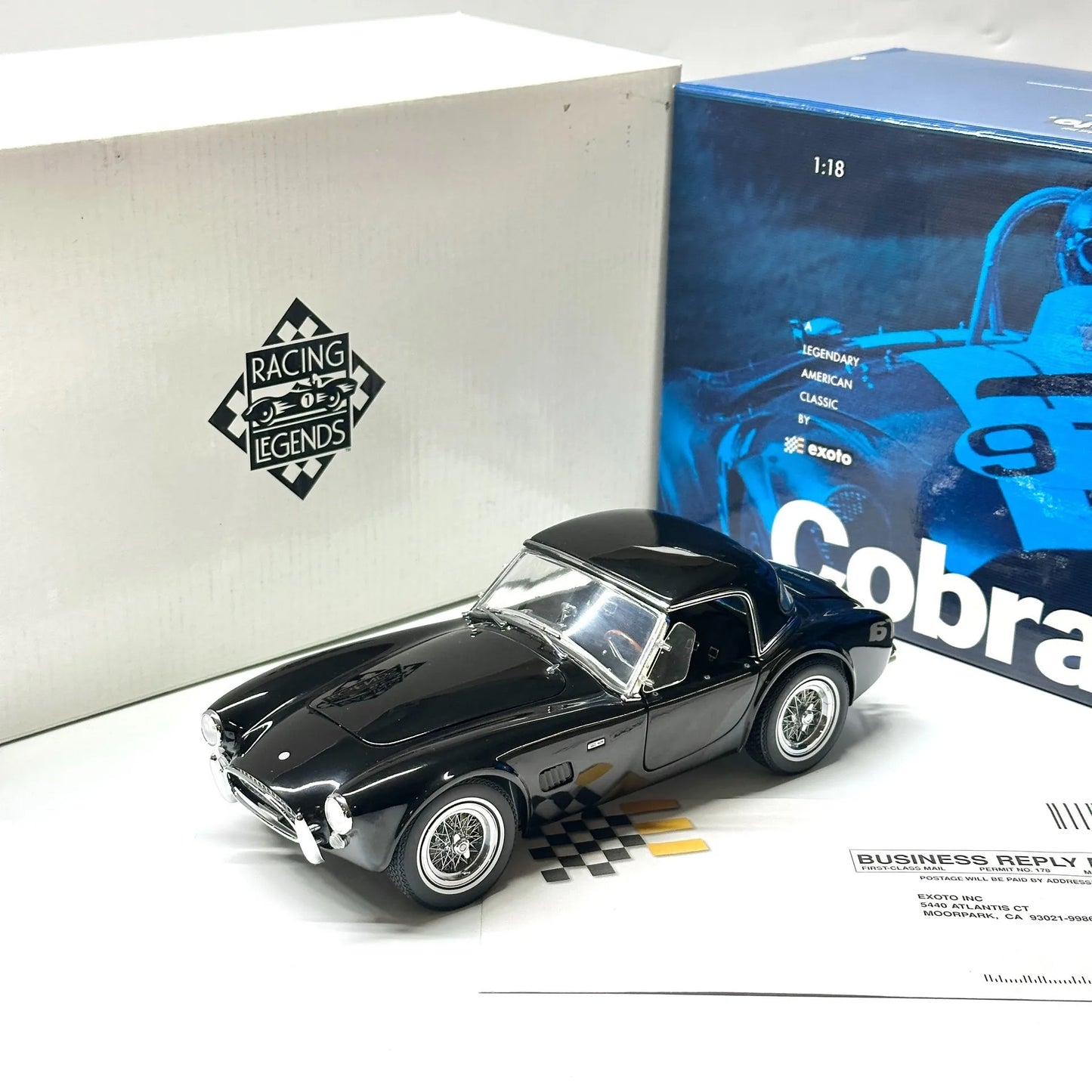 Exoto 1:18 AC Cobra Shelby 289 Black Simulation Limited Edition All Open Alloy Metal Static Car Model Toy Gift