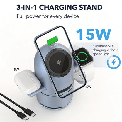 Magnetic 3 In 1 QI2 15W Wireless Charger Desktop Bluetooth Speaker For iPhone 17-12 Apple Watch 11-2 Airpods Pro 3 Fast Charging