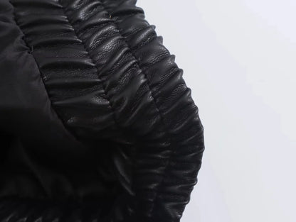 KONDALA 2026 Spring Summer Brown Business Casual Faux Leather Women Jackets Chic Valentine‘s Day Spliced Zipper Ladies Jackets