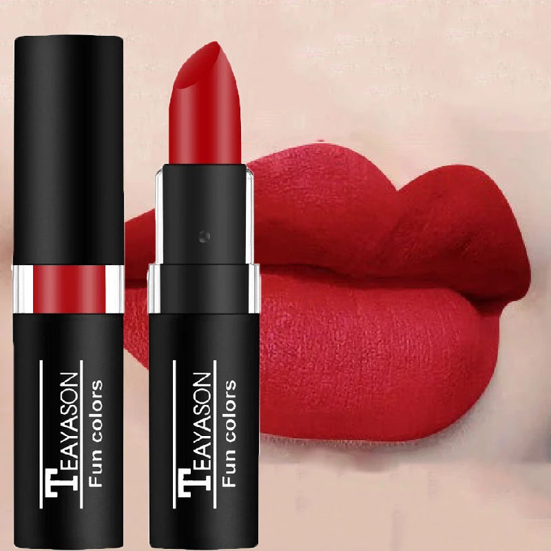 12Colors Matte Lipstick Black Green Sexy Red Velvet Lip Gloss Long Lasting Non-stick Women Lip Tint Make Up Facial Body Cosmetic