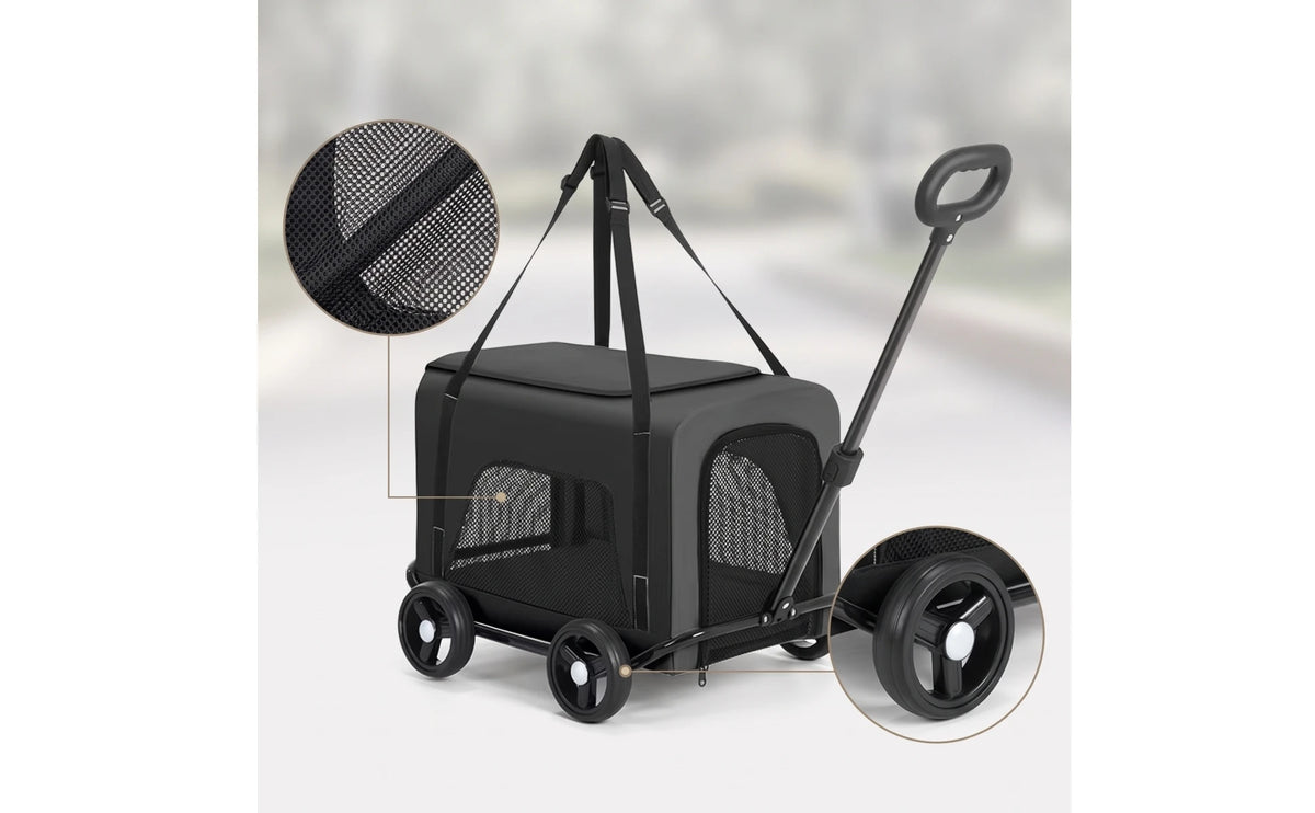 Rolling Pet Carrier Foldable Wheeled Pet Carrier Smooth Spacious for Small Pets, Travel, Vet Visits