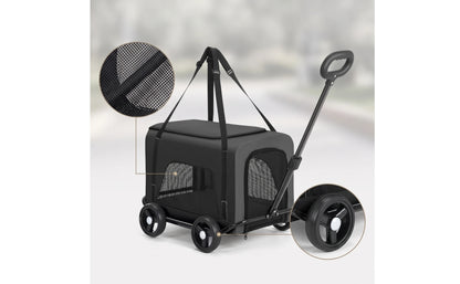 Rolling Pet Carrier Foldable Wheeled Pet Carrier Smooth Spacious for Small Pets, Travel, Vet Visits