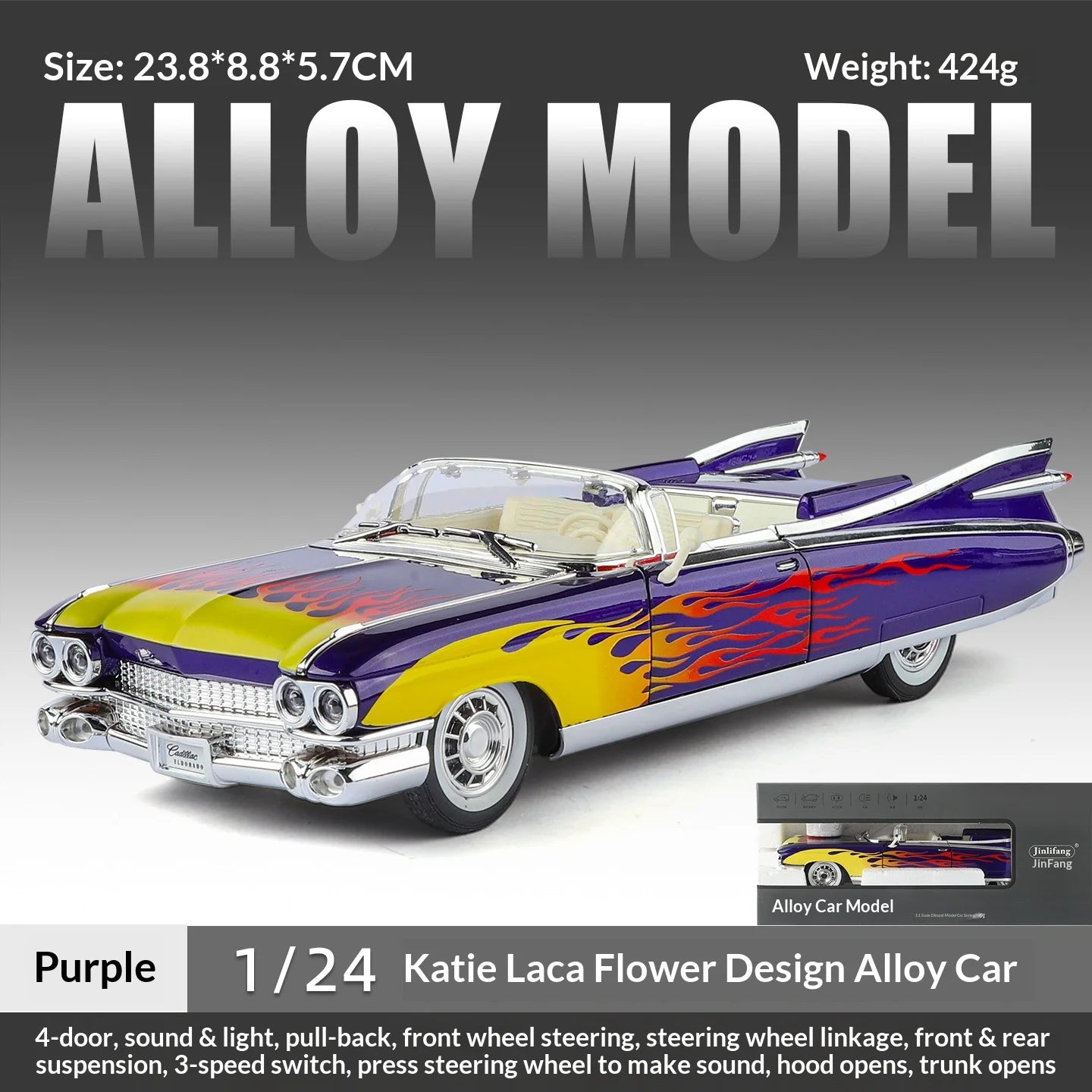 Retro luxury 1:24 convertible sports car alloy model, exquisite desktop ornaments, best collection for car model enthusiasts