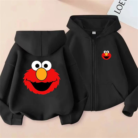 Fashion SESAME STREET Sweatshirts Elmo Zip Up Hoodie Children Clothes Kid Girl Boy Sweatshirt Zipper Hoody Baby Casual Top