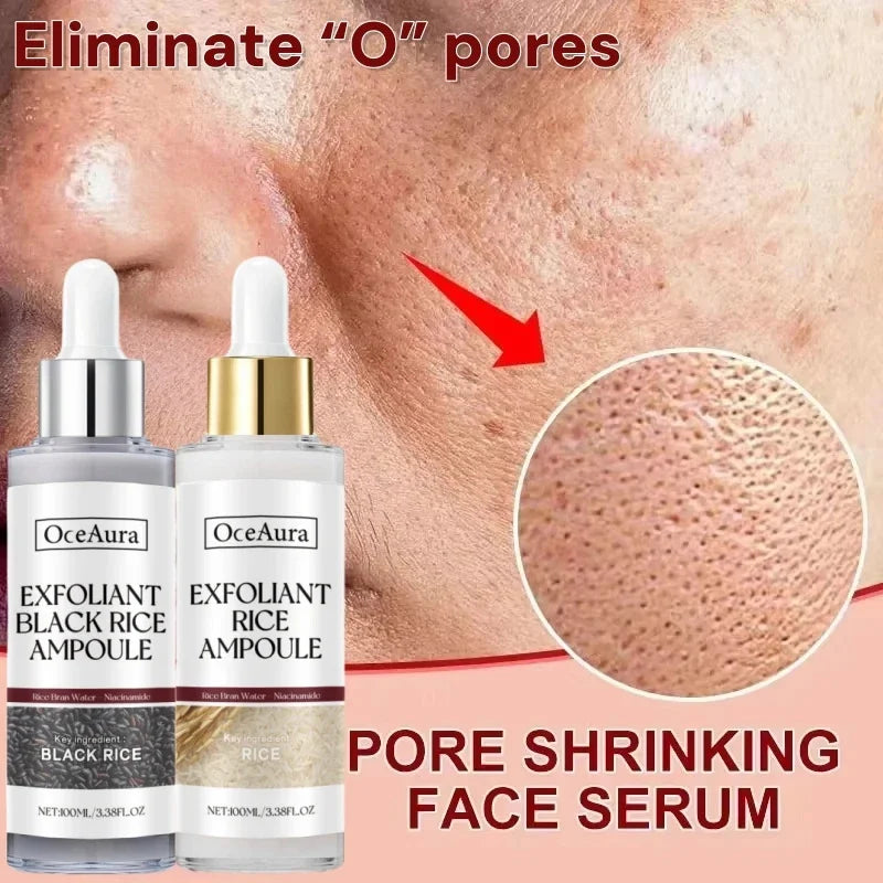 OUHOE White Black Rice Exfoliating Serum Peel Shot Facial Moisturizing Soften Blackhead Removal Hydrating Shrink Pores Skin Care Korea