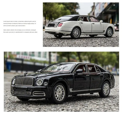 Diecast 1:24 Scale Bentley Mulsanne Alloy Model Car Collection Vehicle Simulation Sound & Light Metal Toy Gift
