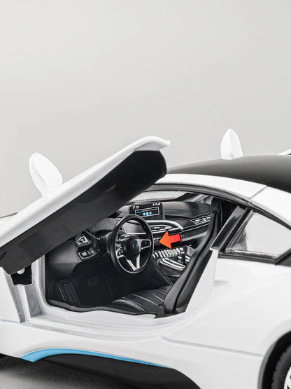BMW I8 Sports Car Alloy Diecast 1:22 Model Car Vehicle Collection Simulation Sound & Light Toy Car Gifts