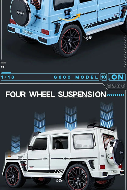 G800 Model Car 1:18 Alloy Diecast Metal Off-Road Vehicles Collection With Sound & Light Toy Cars Gift Series