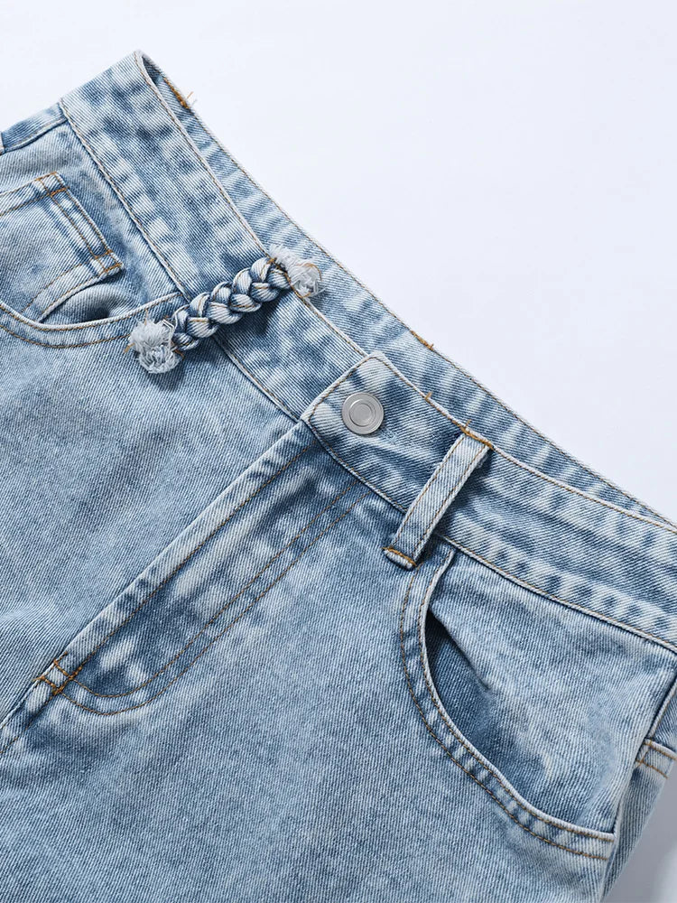 Y2k Vintage Women Jeans Hollow Out Solid Wide Leg Denim Pant Fashion All-match Lady Streetwear Summer Office Commute 2026