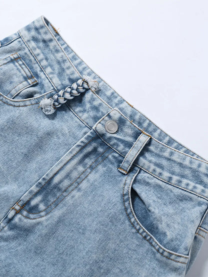 Y2k Vintage Women Jeans Hollow Out Solid Wide Leg Denim Pant Fashion All-match Lady Streetwear Summer Office Commute 2026