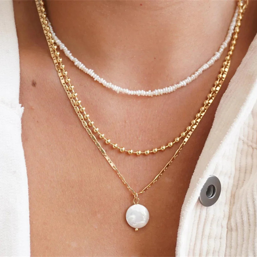 Punk Gold-plate Thick Chain Head Portrait Coin Pendant Necklace For Women Fashion Multilevel Geometric Hip Hop Jewelry