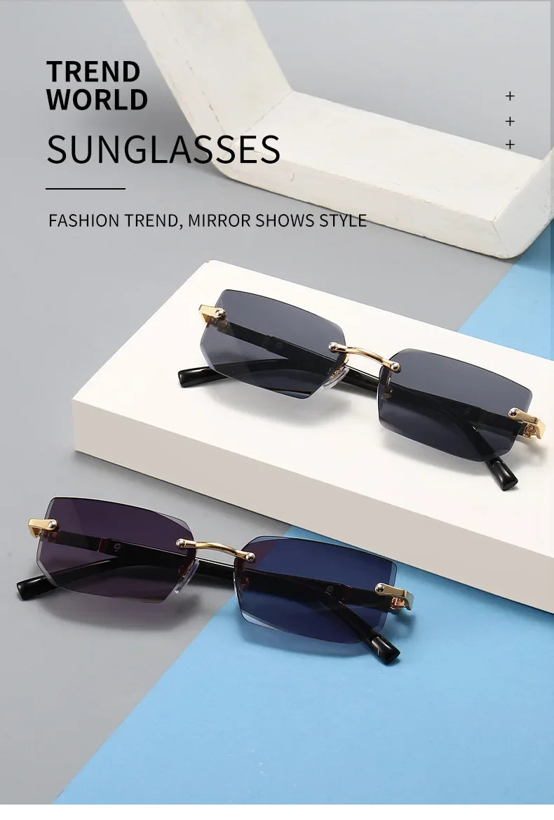 Fashion Punk Square Sunglasses Women Luxury Brand Small Frame Sun Glasses Female Rectangle Metal Mirror Oculos De Sol