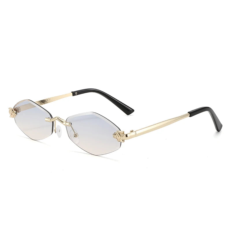 Protective Glasses Fashion Irregular Sunglasses Women Retro Brand Design Metal High Quality Vintage Rhombus Rimless Glasses