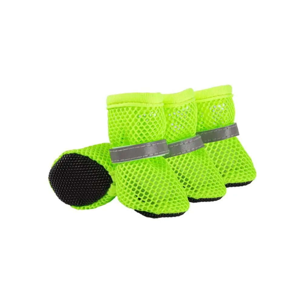 Breathable Dog 4pcs/set Mesh Shoes Non-slip Wear Resistant Pet Short Boots Reflective Hollow Out Dog Shoes Summer